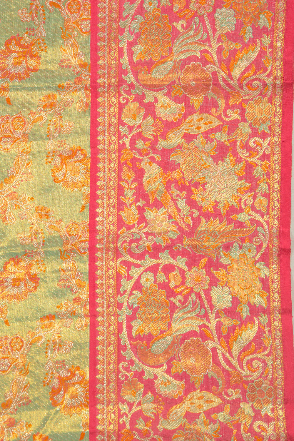 Kanchipuram Silk Tissue Brocade Green Saree