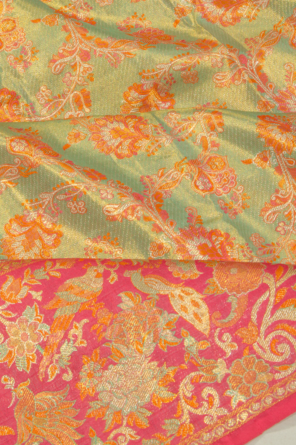 Kanchipuram Silk Tissue Brocade Green Saree