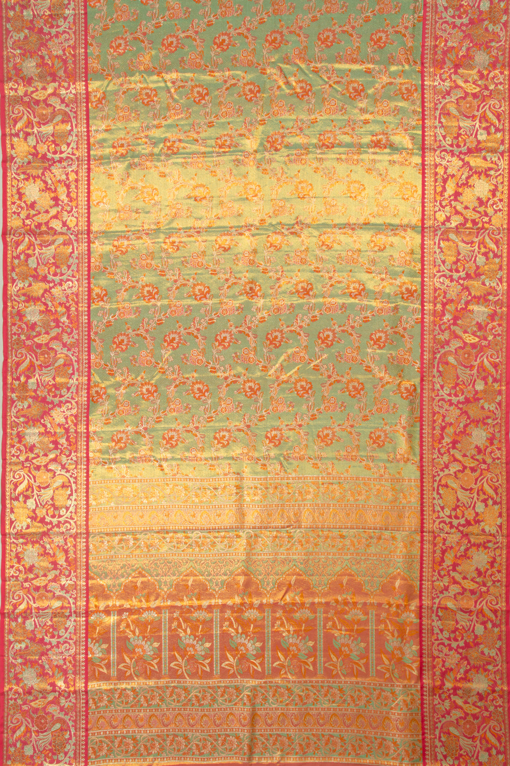 Kanchipuram Silk Tissue Brocade Green Saree