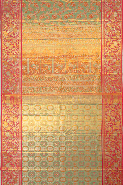 Kanchipuram Silk Tissue Brocade Green Saree