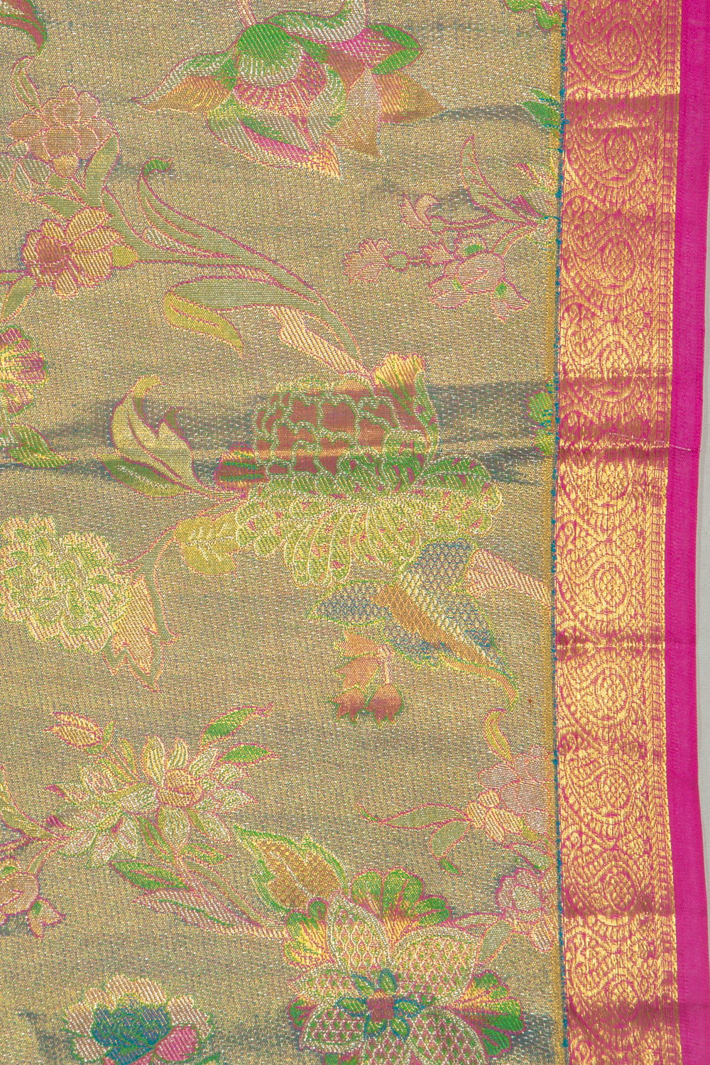 Kanchipuram Silk Tissue Brocade Sky Blue Saree