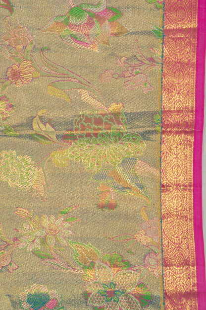 Kanchipuram Silk Tissue Brocade Sky Blue Saree