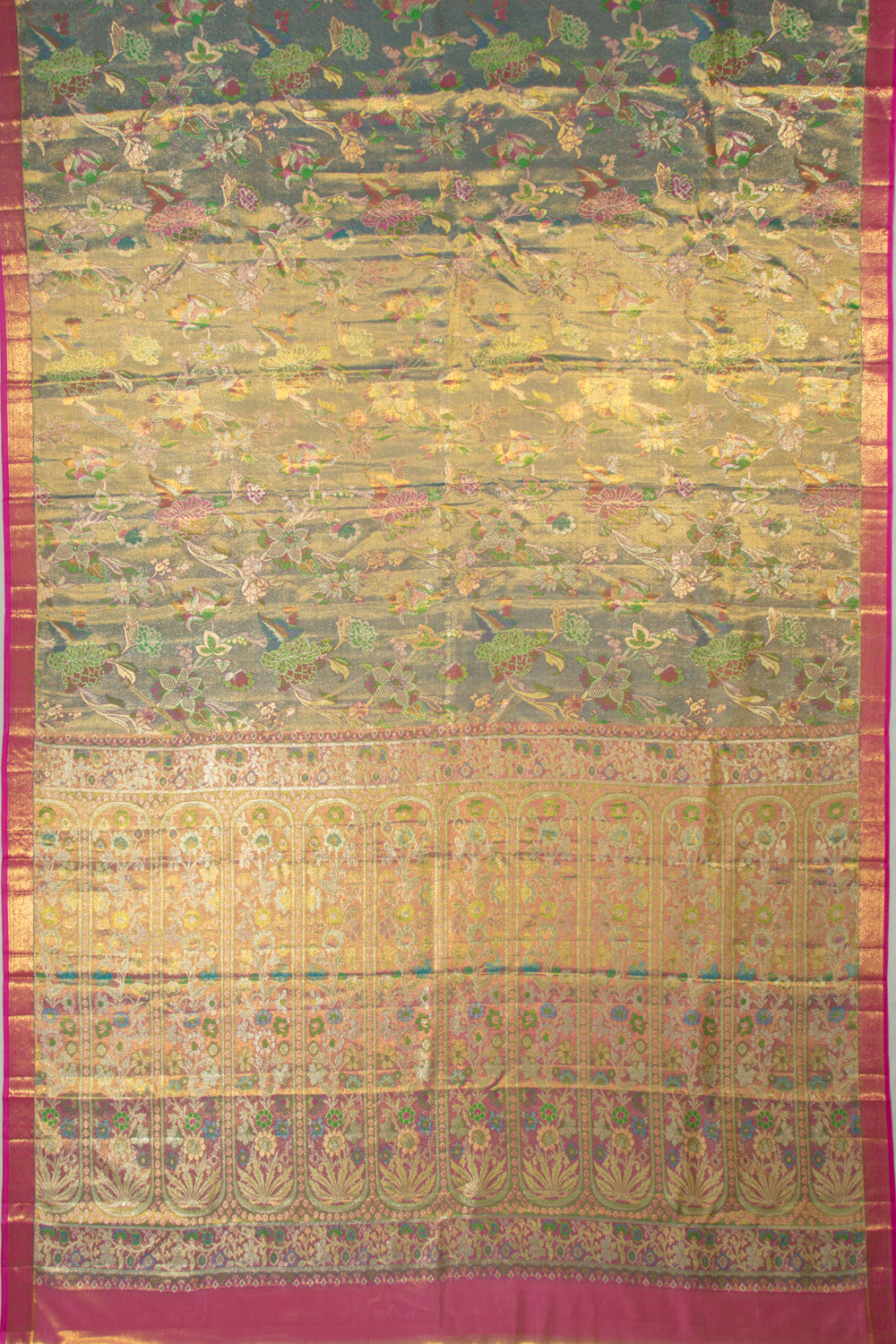 Kanchipuram Silk Tissue Brocade Sky Blue Saree