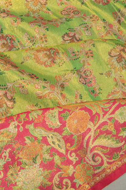Kanchipuram Silk Tissue Jaal Green Saree