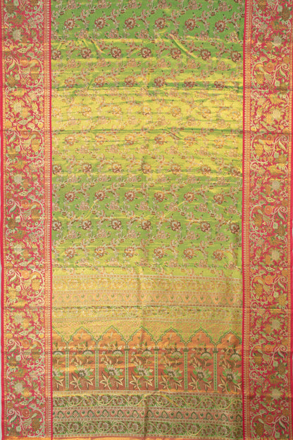 Kanchipuram Silk Tissue Jaal Green Saree