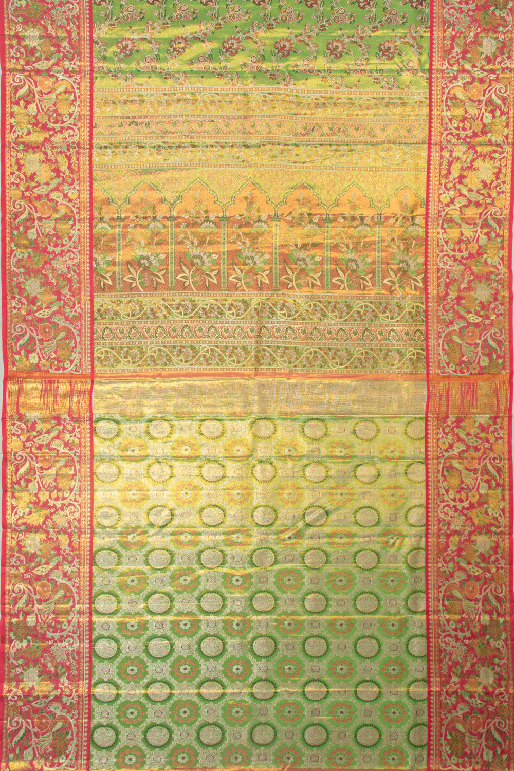 Kanchipuram Silk Tissue Jaal Green Saree