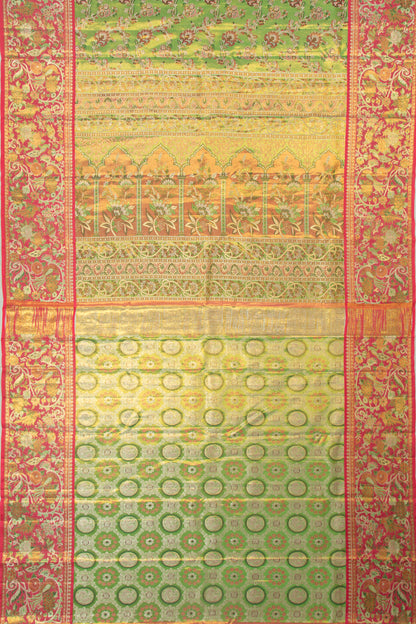 Kanchipuram Silk Tissue Jaal Green Saree
