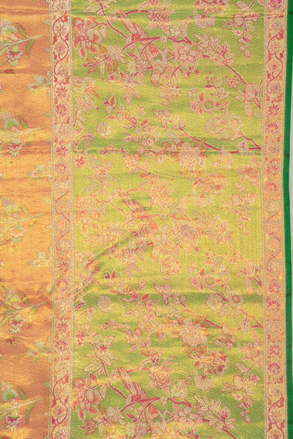 Kanchipuram Silk Tissue Brocade Orange Saree