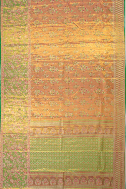 Kanchipuram Silk Tissue Brocade Orange Saree