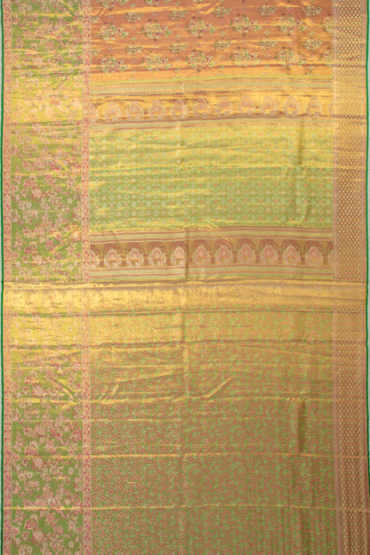 Kanchipuram Silk Tissue Brocade Orange Saree
