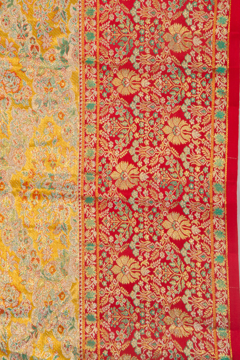 Kanchipuram Silk Tissue Brocade Yellow Saree