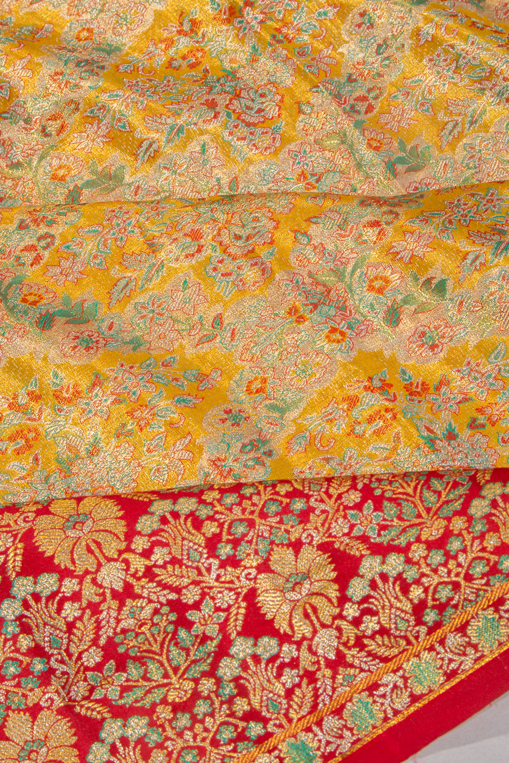 Kanchipuram Silk Tissue Brocade Yellow Saree