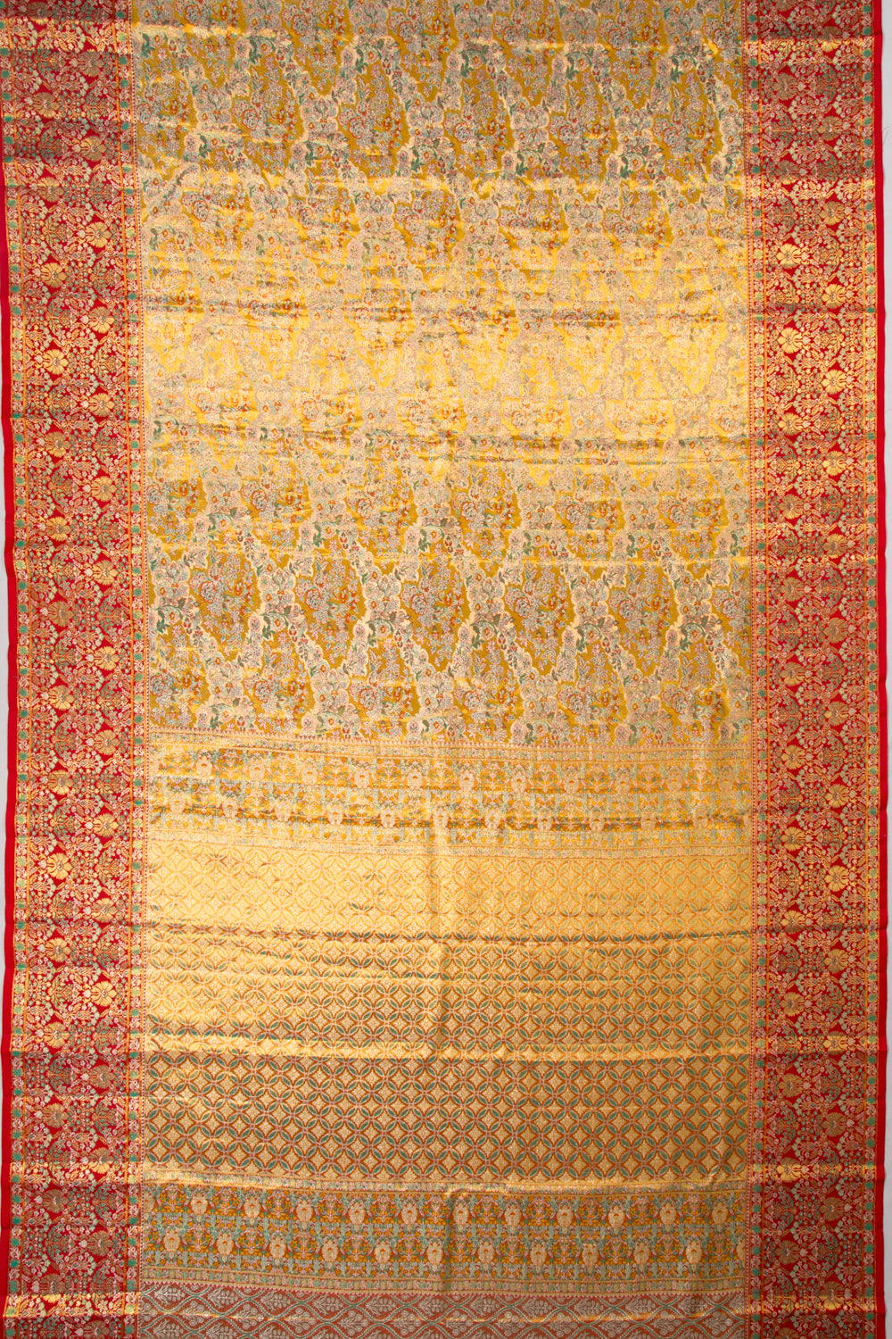 Kanchipuram Silk Tissue Brocade Yellow Saree