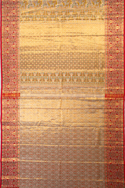 Kanchipuram Silk Tissue Brocade Yellow Saree