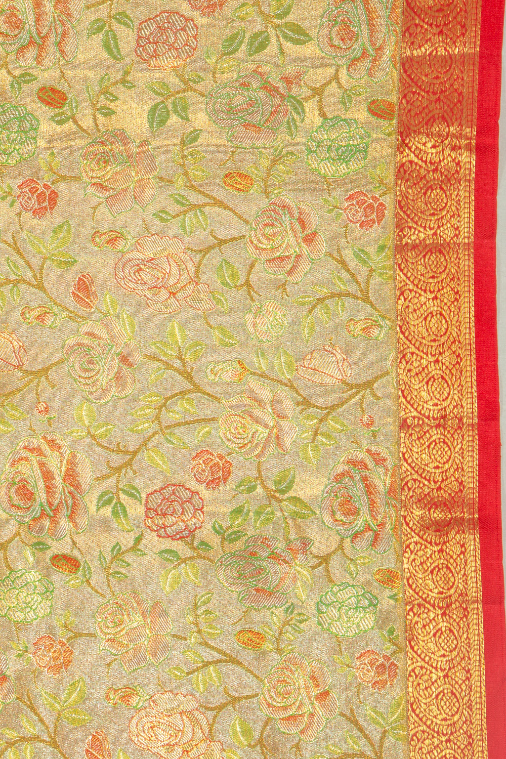 Kanchipuram Silk Tissue Jaal Gold Saree
