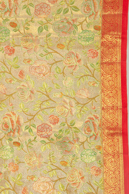 Kanchipuram Silk Tissue Jaal Gold Saree