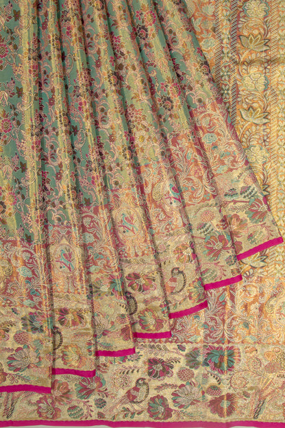Kanchipuram Silk Tissue Jaal Blue Saree