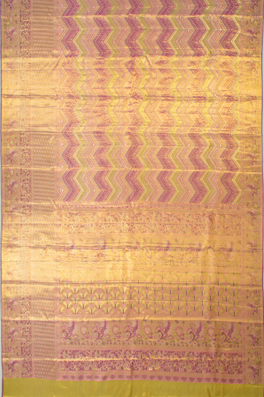 Kanchipuram Silk Tissue Brocade Multicolour Saree