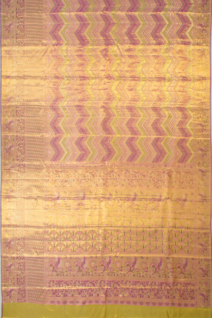 Kanchipuram Silk Tissue Brocade Multicolour Saree
