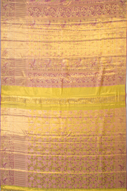 Kanchipuram Silk Tissue Brocade Multicolour Saree
