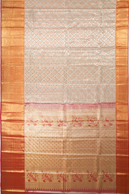 Taranga Kanchi Silk Tissue Brocade Silver Saree