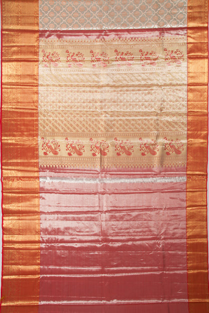 Taranga Kanchi Silk Tissue Brocade Silver Saree