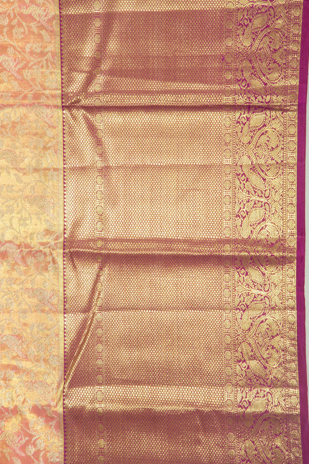 Taranga Kanchi Silk Tissue Jaal Pink Saree