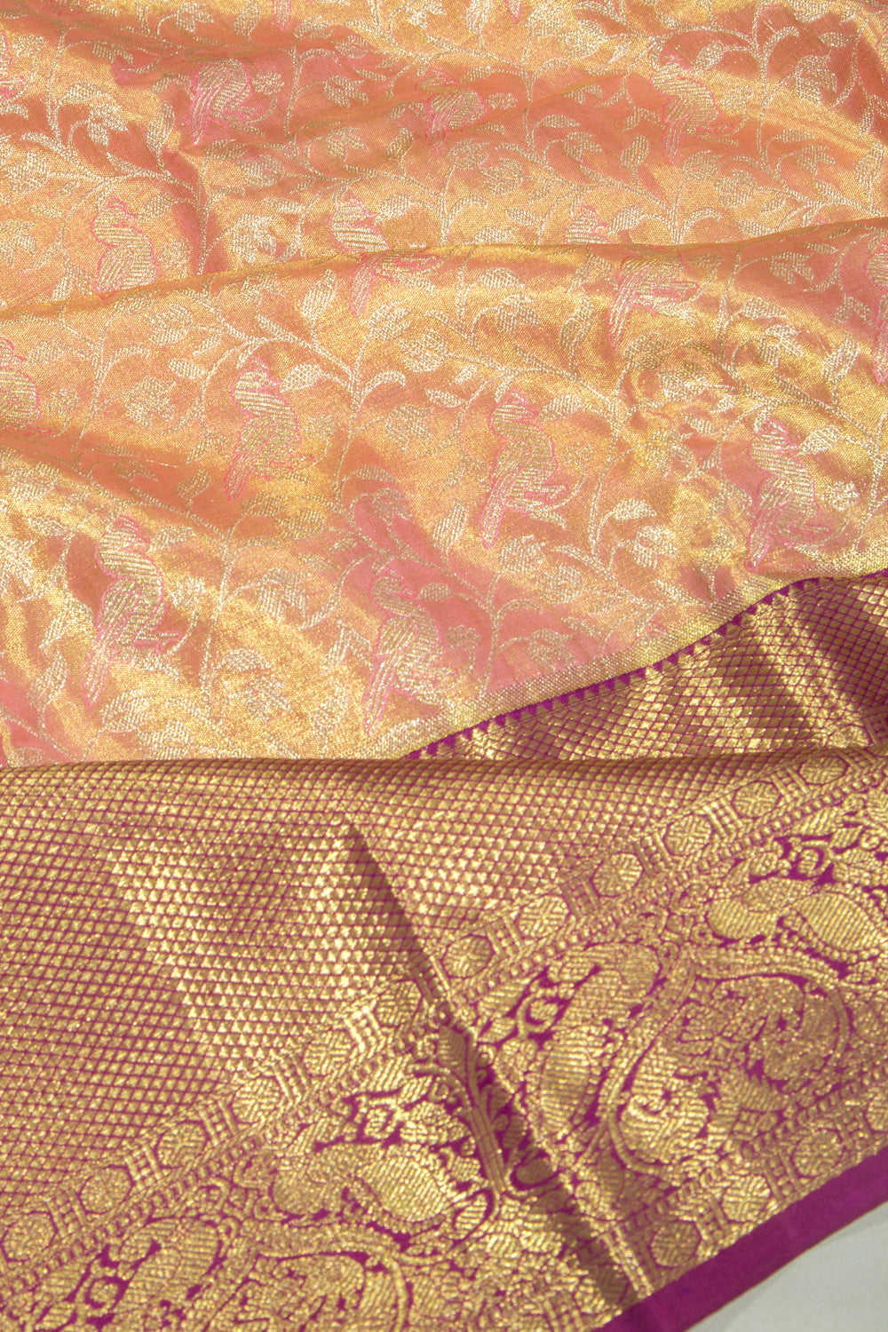 Taranga Kanchi Silk Tissue Jaal Pink Saree