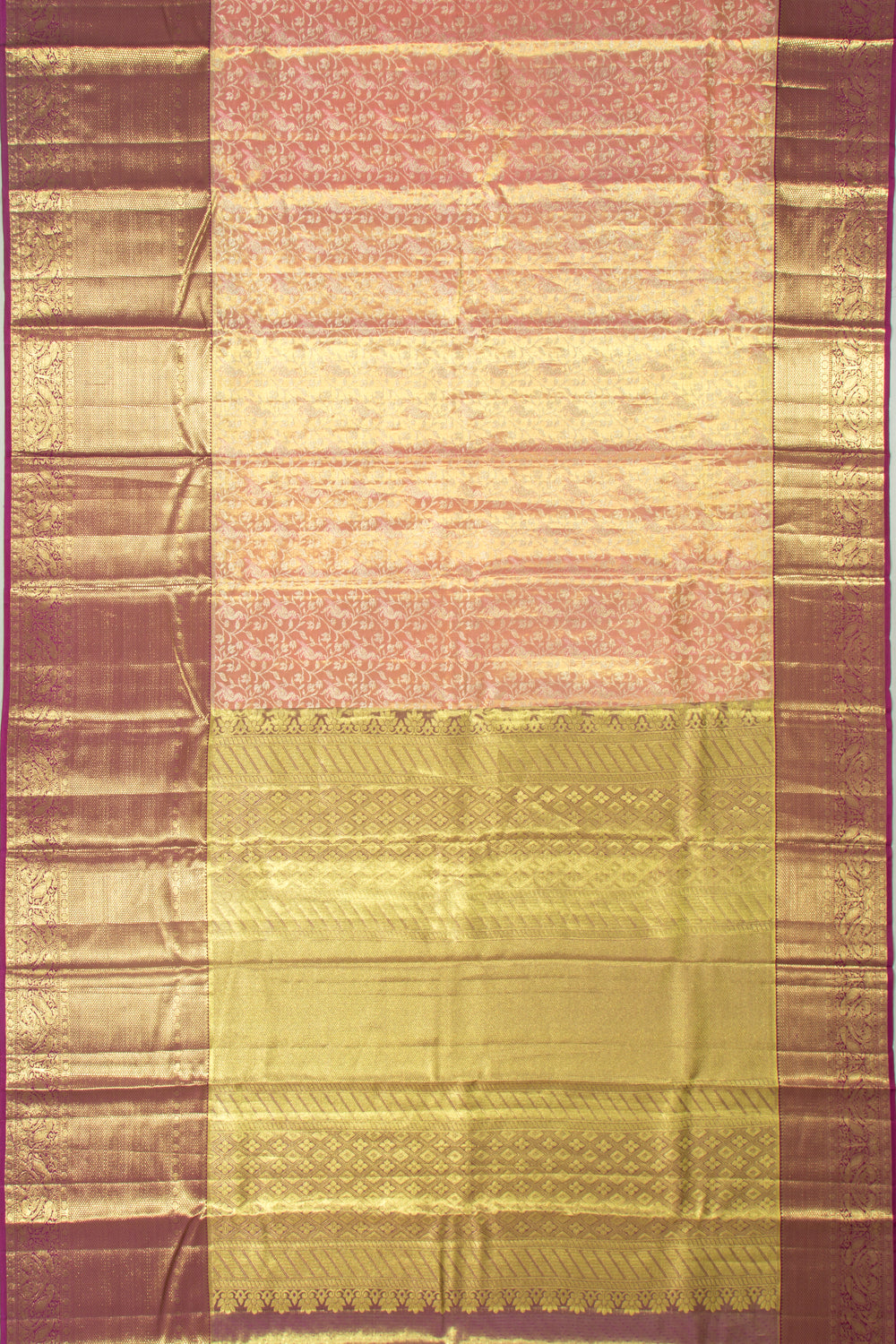 Taranga Kanchi Silk Tissue Jaal Pink Saree