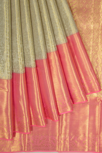 Taranga Kanchi Silk Tissue Jaal Silver Saree