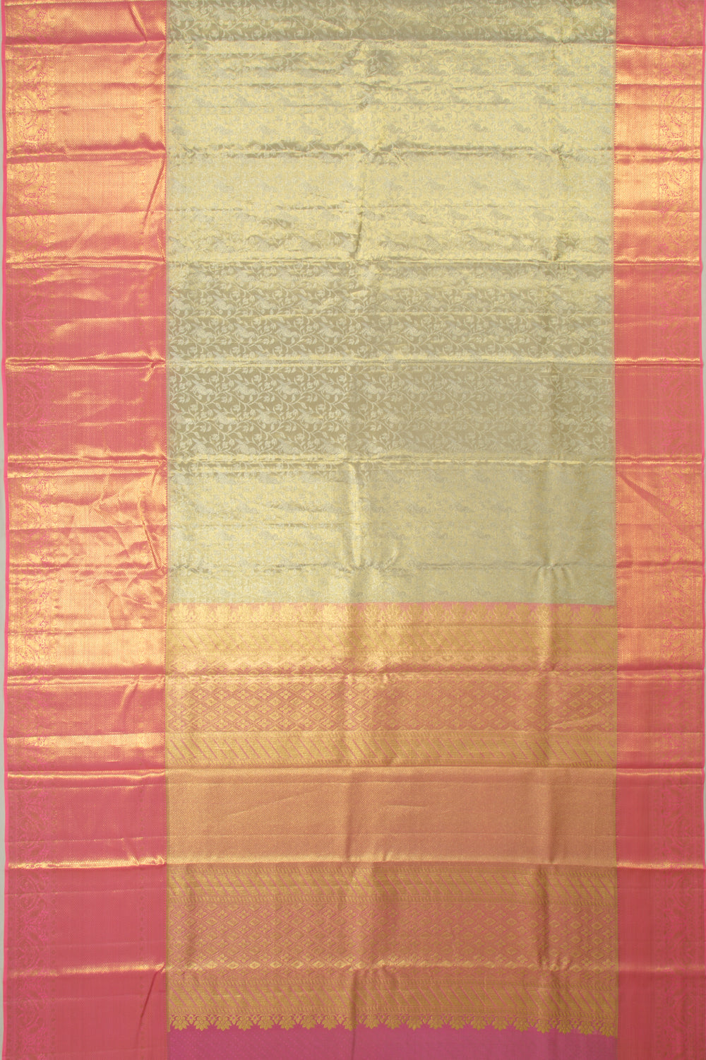 Taranga Kanchi Silk Tissue Jaal Silver Saree