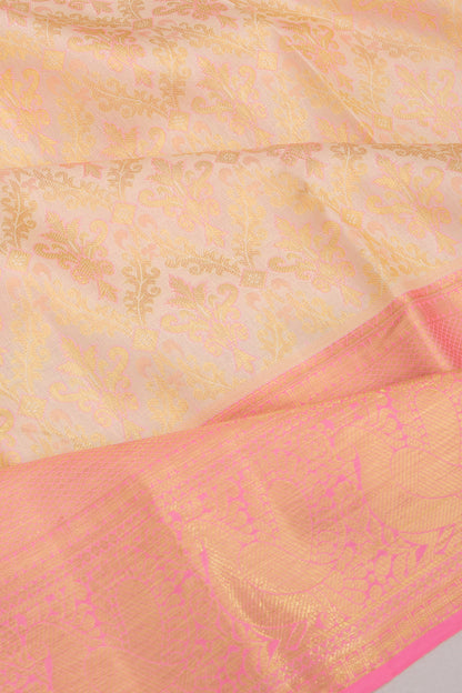 Taranga Kanchi Silk Brocade Cream Saree