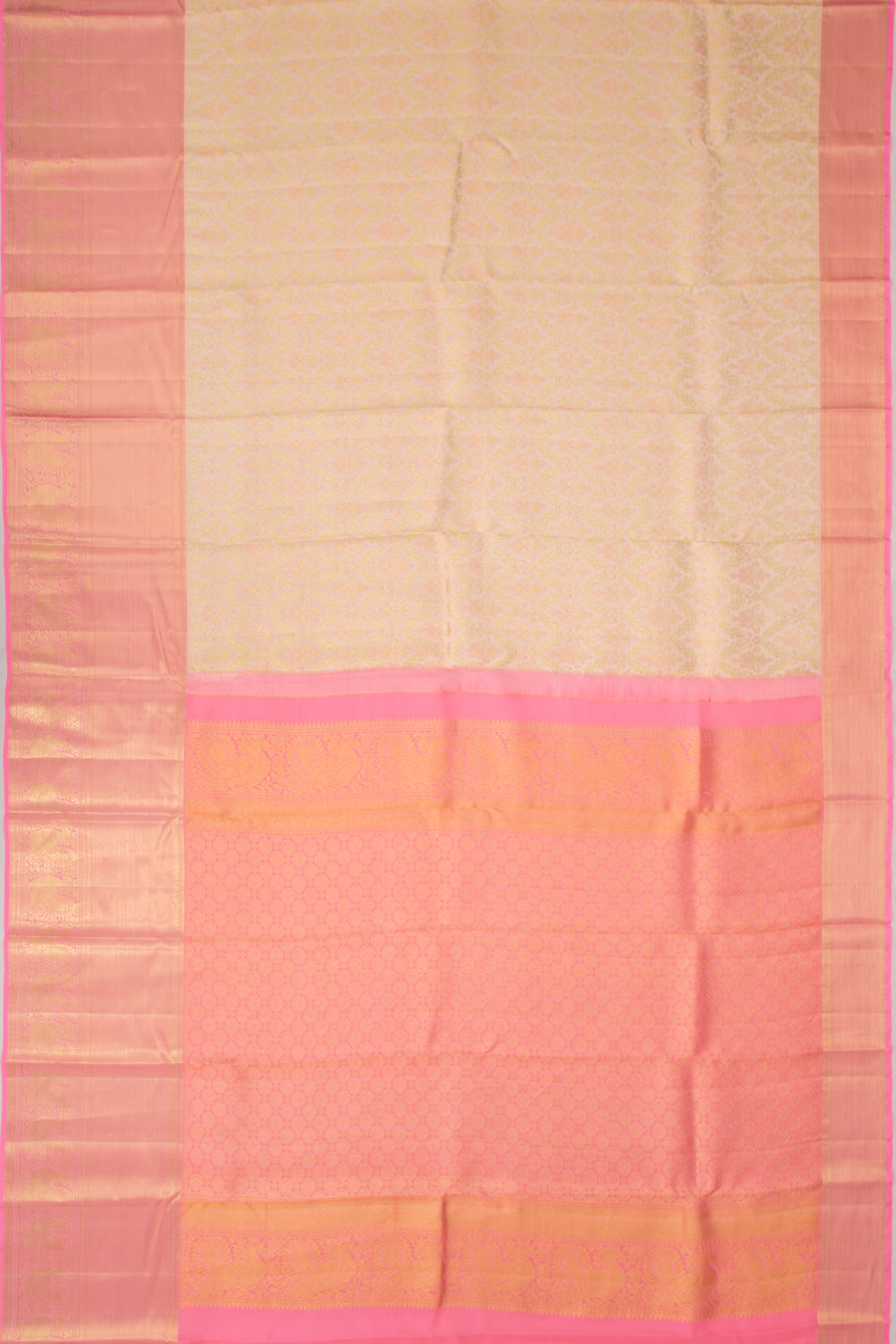 Taranga Kanchi Silk Brocade Cream Saree