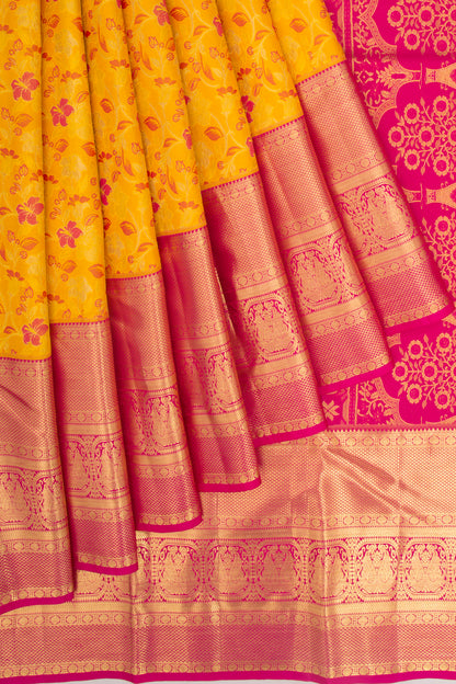 Taranga Kanchi Silk Brocade Yellow Saree