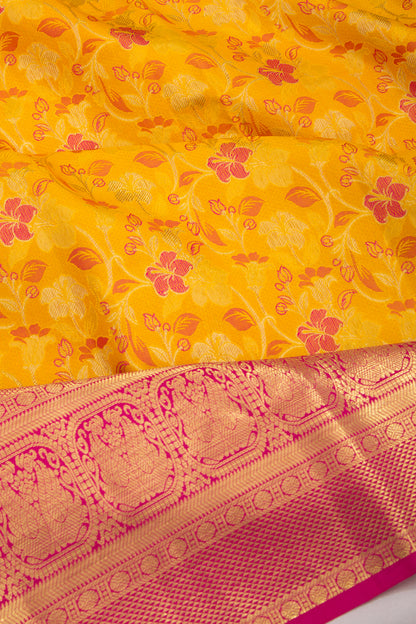 Taranga Kanchi Silk Brocade Yellow Saree