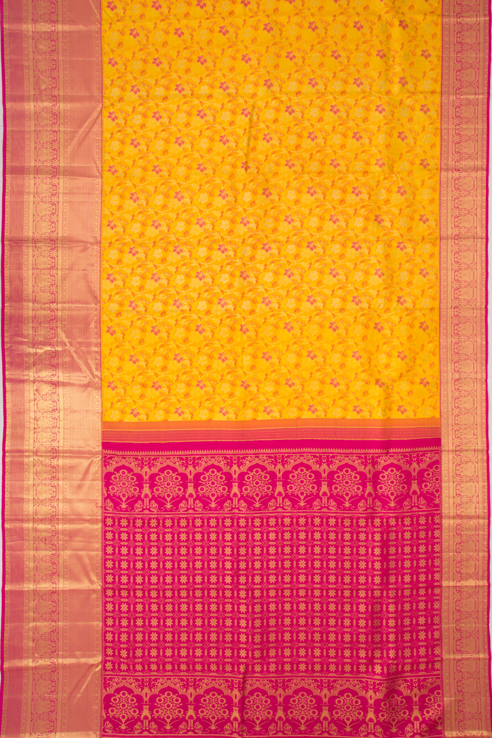 Taranga Kanchi Silk Brocade Yellow Saree