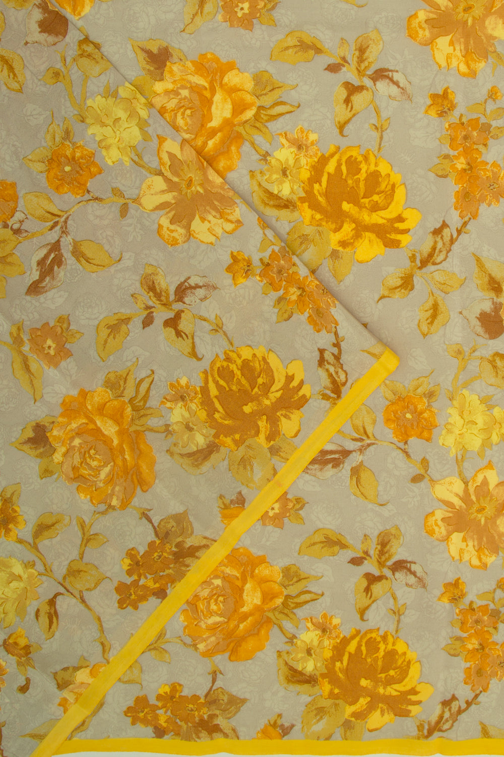 Crepe Floral Printed Grey Saree