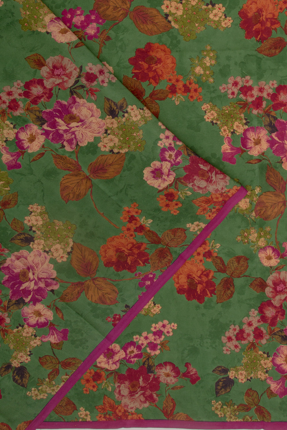 Crepe Floral Printed Green Saree