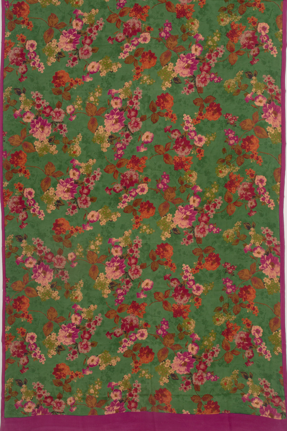 Crepe Floral Printed Green Saree
