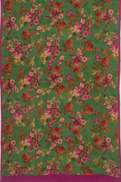 Crepe Floral Printed Green Saree