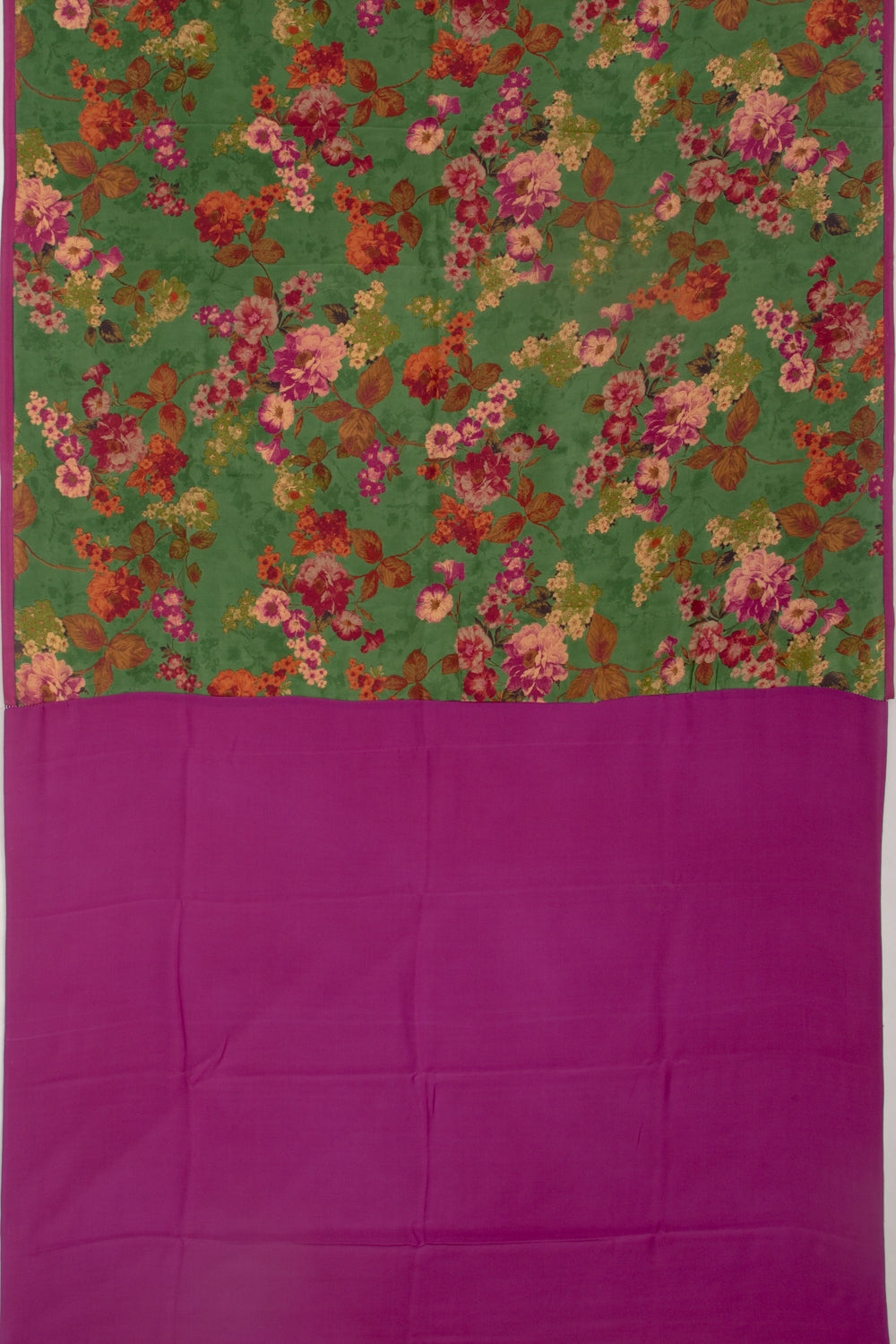 Crepe Floral Printed Green Saree