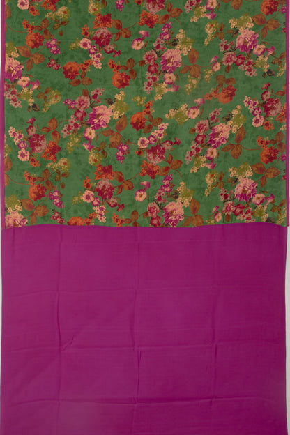 Crepe Floral Printed Green Saree