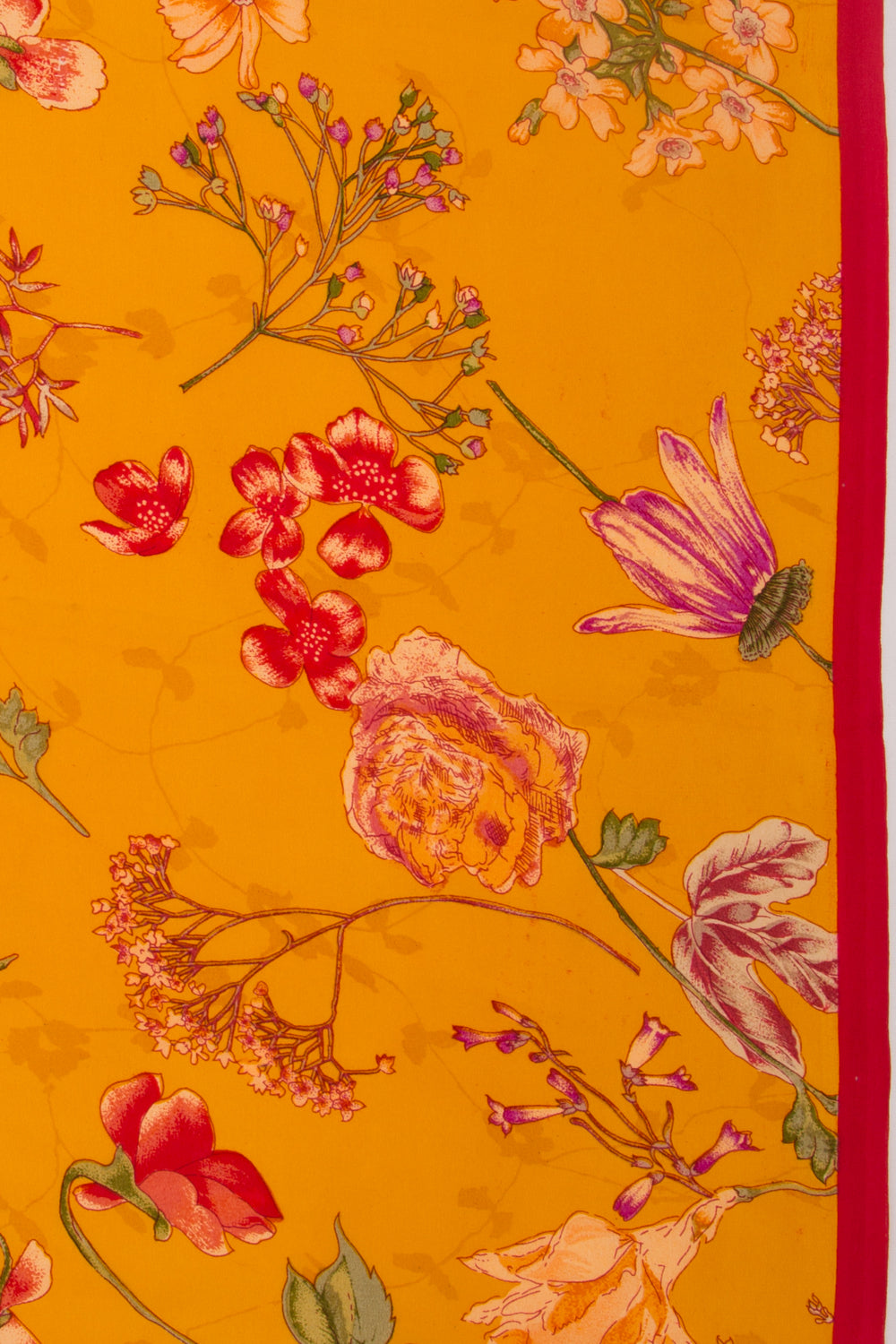 Crepe Floral Printed Yellow Saree
