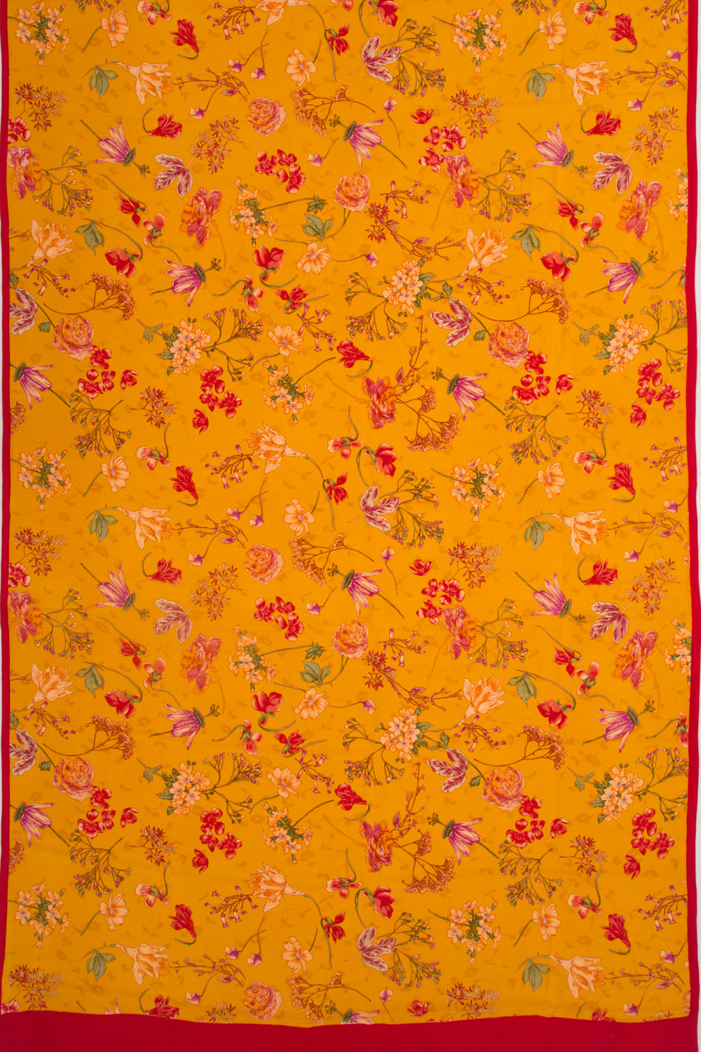 Crepe Floral Printed Yellow Saree