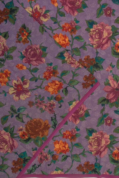 Crepe Floral Printed Lilac Saree