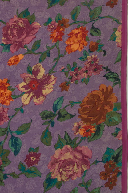 Crepe Floral Printed Lilac Saree