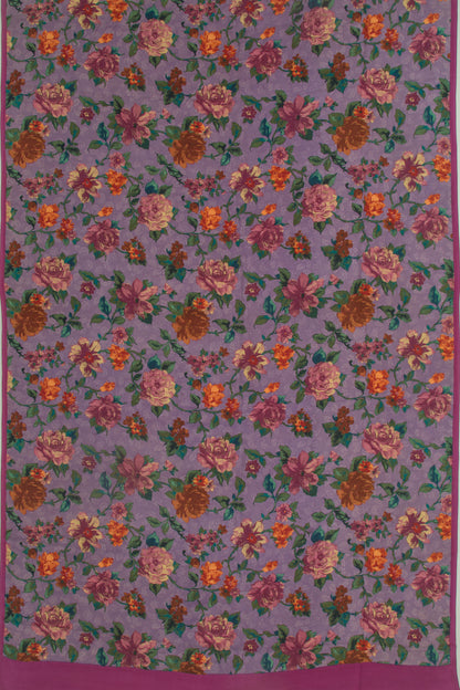 Crepe Floral Printed Lilac Saree