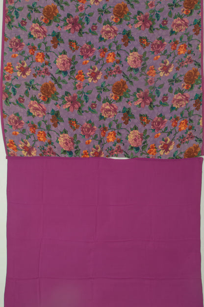 Crepe Floral Printed Lilac Saree