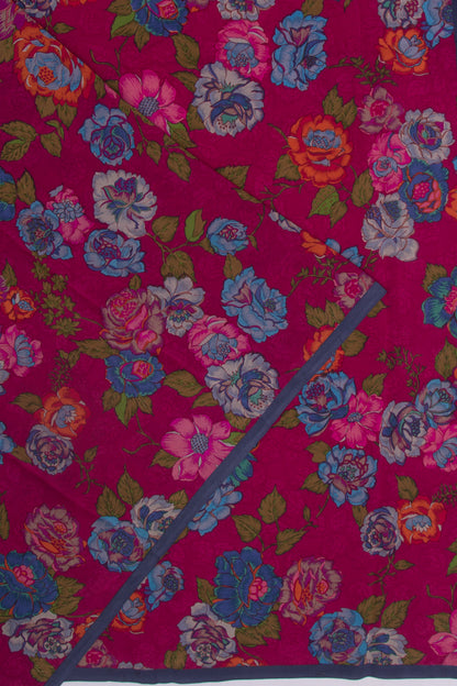 Crepe Floral Printed Purple Saree