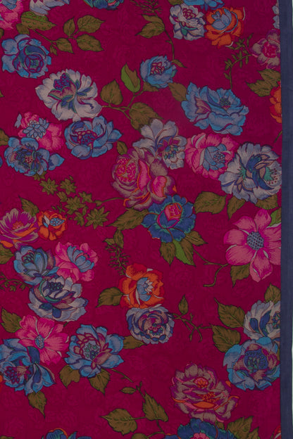 Crepe Floral Printed Purple Saree